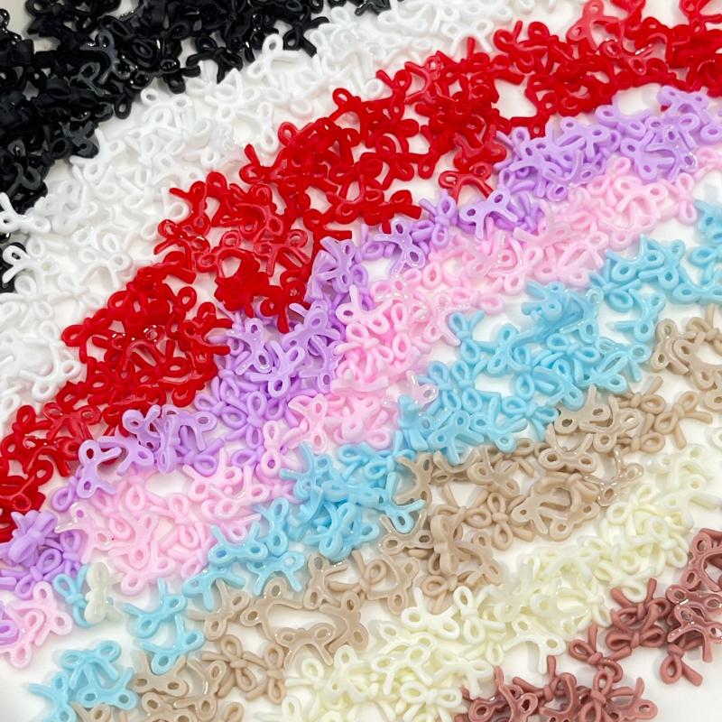 50Pcs Mixed Mini Bow Nail Charms Colorful 3D Resin Bowknot Nail Art Decoration Handcraft Accessories For Diy Manicure Salon