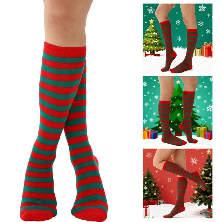 Gestreifte Kniestrumpfe Gestreifte Schlauchstrumpfe Strumpfe Lange Stiefelsocken für den täglichen Gebrauch, Halloween Cosplay Party Kostüm