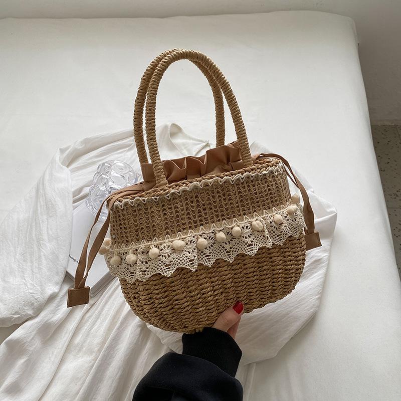 Beach Vacation Niche Beach Bag, Casual Woven Bag, Bucket Bag