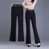 Women's Slim-Fit Micro-Flare High-Waisted Black Pants - Elegant, Stretchy, Slimming, and Leg-Lengthening; Perfect for Spring/Autumn.