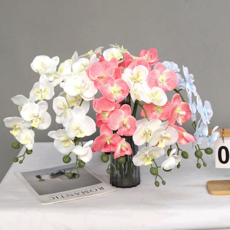 69Cm 3D New Artificial Phalaenopsis Flower Branches Real Touch Faux Butterfly Orchid Stems Floral Arrangement Wedding Home Decor