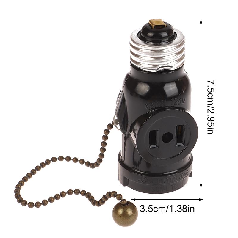 White Black Bakelite L5-15R Us To E26 Light Bulb Socket With 15Cm Pull Chain Switch America Lamp Holder Conversion Base