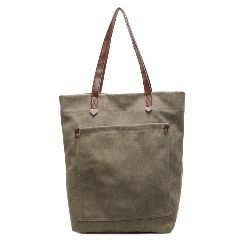 

Весенняя холщовая сумка 2025 женская сумка через плечо большой вместимости корейская версия сумка для поездок на работу простая японская сумка-тоут зелёный