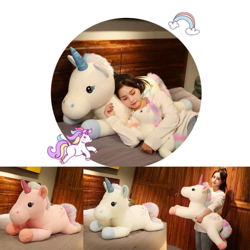 Charming Short Plush Unicorn Stuffed Animal Pillow Comfortable Bedside Support For Children