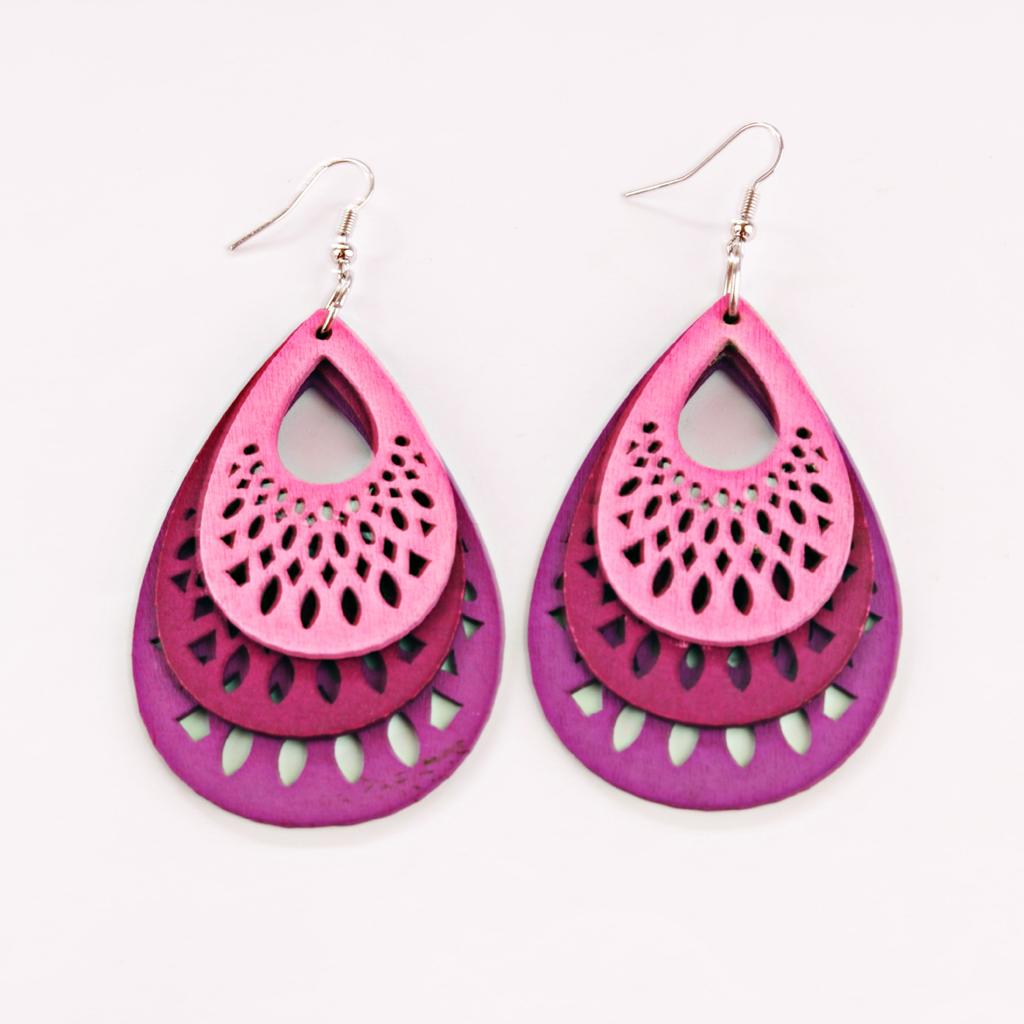 Womens 2025 Handmade Wooden Mixed Color Women's Wood Drop Earrings Summer Vintage Party Gift Women Jewelry Bohemian earrings hot