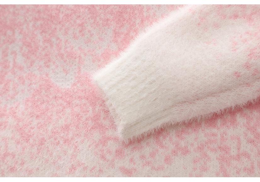 Starry Sky Pink Gradient Mother-Daughter Knit Sweater - 2023 Korean Style Loose Fit