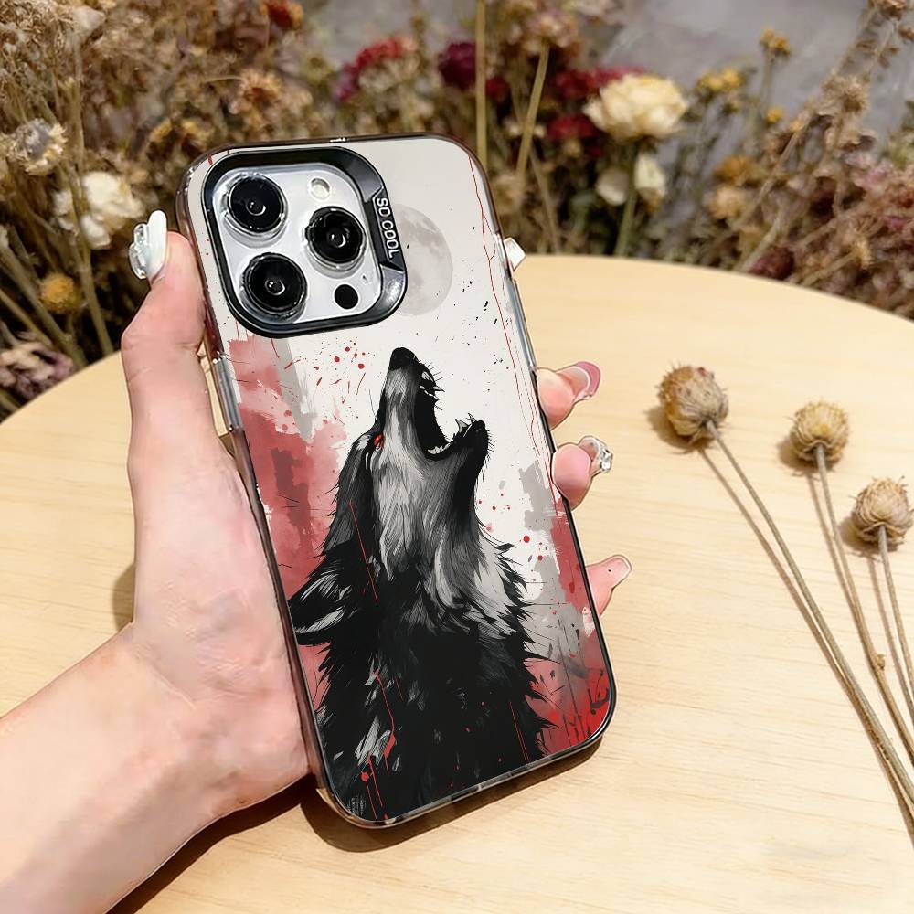 The Wolf Phone Case For iPhone 17,16,15,14,13,12,11 Plus,Pro Max,XS,Colorful Silver Phone Case Funda Cover