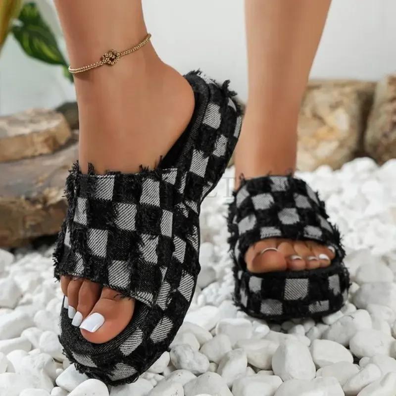 Denim Rome Thick Women Slipper Summer Platform Heels Casual Sport Beach Ladies Slides Fashion Dress Women Sandals Flip Flop