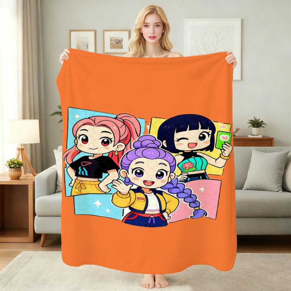 Kpop Demon Hunters Music Show Cartoon Anime Blanket Ultra Soft Throw Blanket For Bedroom Sofa Bed Party Decor New Year Gift