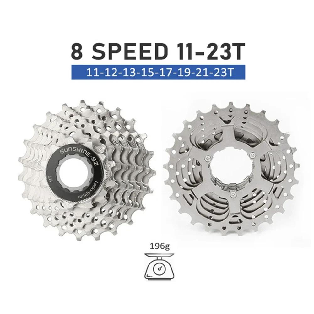 SUNSHINE MTB Cassette 8 Speed 8V K7 11 46 Mountain Bike 8s Freewheel Steel Flywheel Bicycle Sprockets Parts for M310 Tx35 8S 11-23T silver