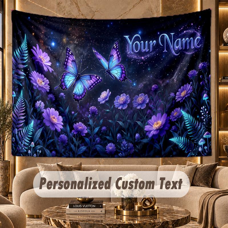 Schmetterling (14) Thema Personalisierte Wandteppich Benutzerdefinierter Name Text Wandbehang Tapisserie Haus Hintergrund Dekoration