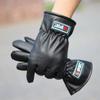 Men's Winter Leather Gloves: Windproof, Waterproof, Fleece-Lined, Touchscreen-Compatible Cycling & Motorcycle Gloves.