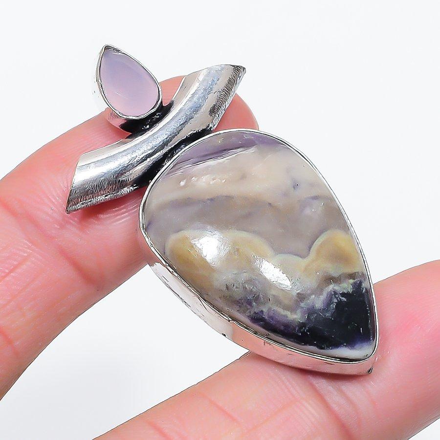 

Натуральный камень Тиффани, Халцедон, Ювелирная подвеска из стерлингового серебра 925 пробы 1,97 v1k16