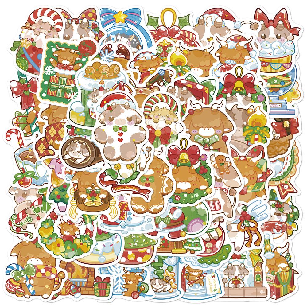 50 Cartoon Christmas Stickers for Laptops, Notebooks, Guitars, and DIY Projects