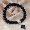 Turquoise Lava Stone Cross Pendant Bracelet with Elastic Cord 