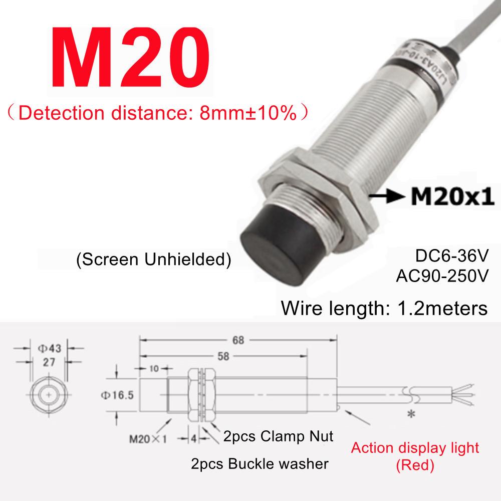 Black Proximity Switch Inductive Proximity Sensor Detection Switch NPN/PNP DC 6-36V Approach Sensor 4mm 6mm M5 M10 14 M16 M20 22