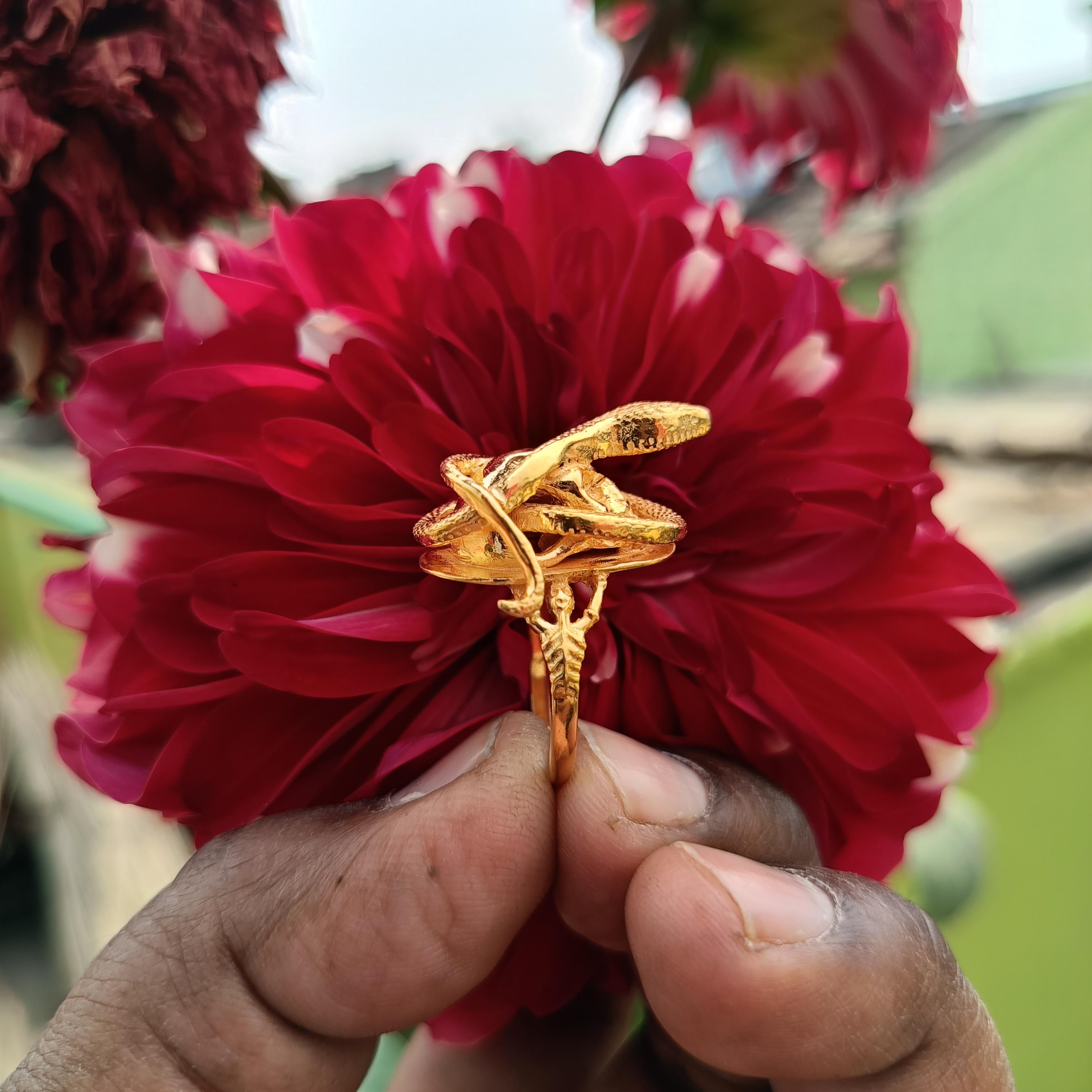 

Handmade Snake Skull Skeleton Ring, Gothic Skull Engagement Ring,18k Gold Ring, Witch Ring, Skeleton Ring - Dainty Skull Ring, Gift for Her 6 золотий