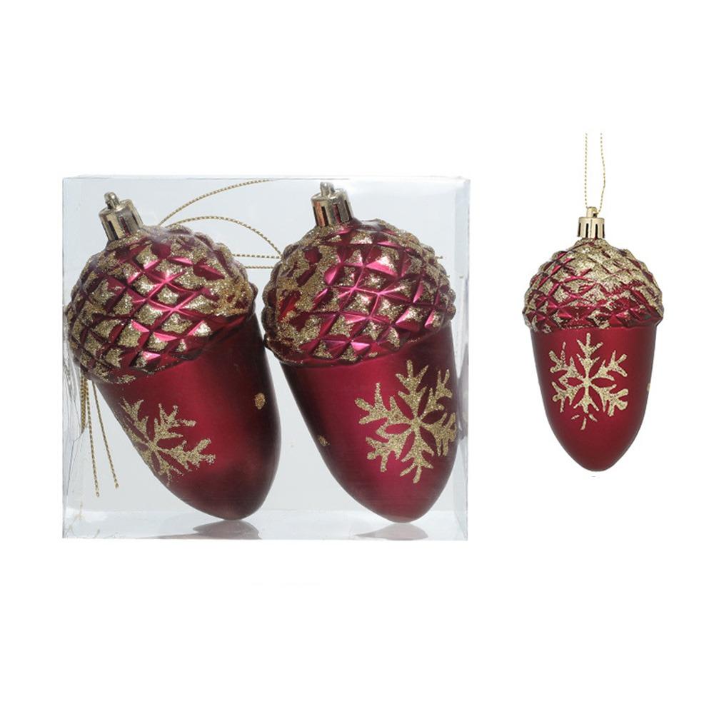 Rot-goldene Weihnachts-Hängedekoration Geschenk Tannenzapfen Plastik-Weihnachtsornament Kugel Festival-Gastgeschenke Handwerk Weihnachtsbaumkugeln Anhänger