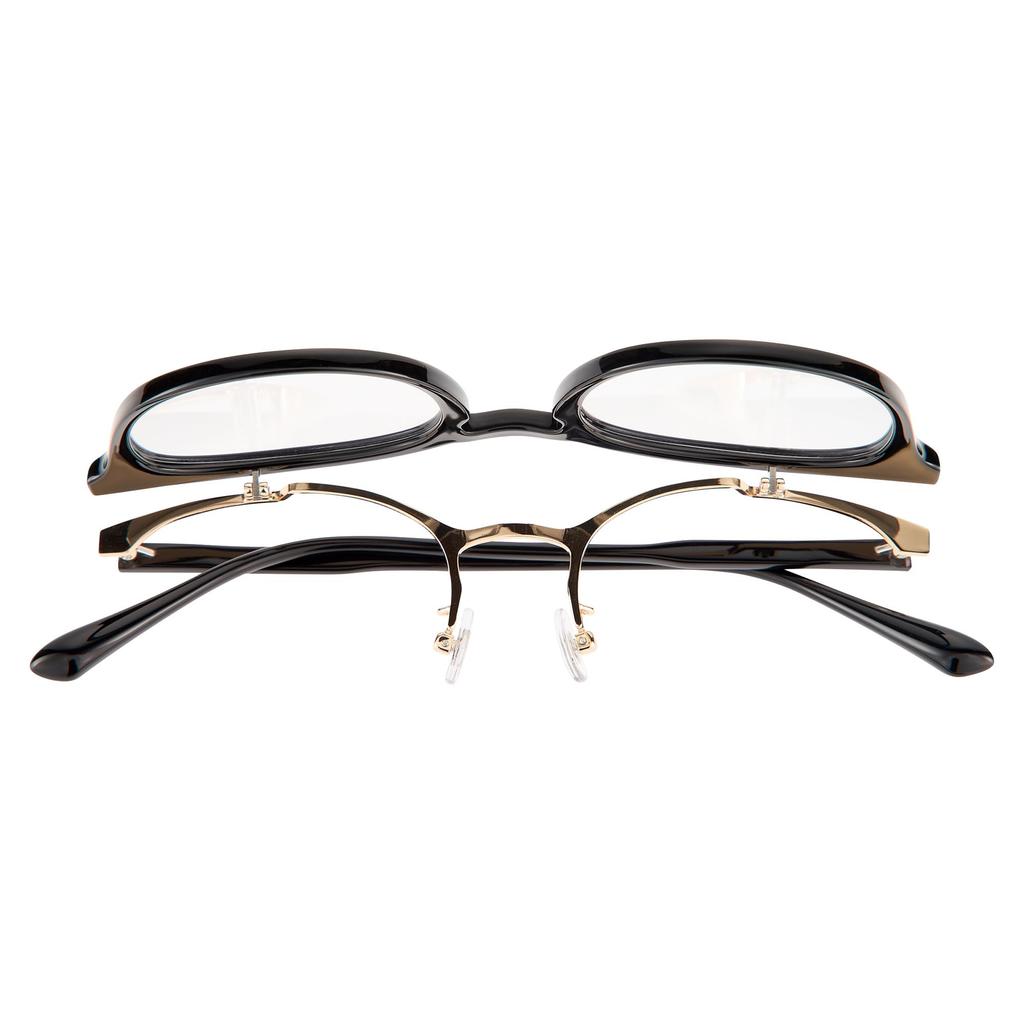 Meigan Reading and Blue Light Aspheric with Boston Flip-Up Glasses, Stylish, Lightweight, Men's Women's, Blocking, Lenses, Case, Style, Black, +3.50