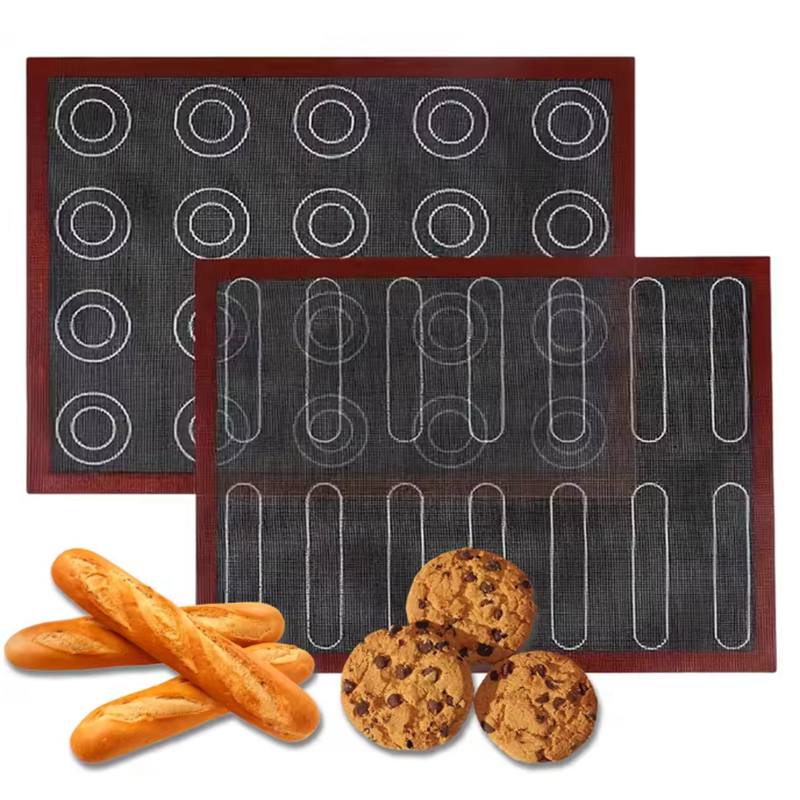 1PC Perforated Silicone Baking Mat, 2 Sides with Puff & Round Patterns, Reusable Non-stick Oven Liner, for Cookies Macaron Bread
