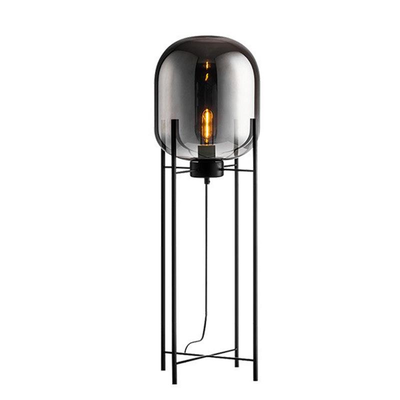 Nordic Industrial Smoky Gray Glass Floor Lamp - Creative Design for Living Room & Bedroom