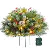 Semi-Circular Mushroom Style Ground Insert Artificial Christmas Tree Set, Pre-Decorated Frosted Pine, Outdoor Yard & Garden Holiday Ornament