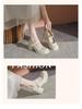 White Chunky Sole Mary Janes - Women's Spring/Autumn 2025 High-Heel Elevating Leather Shoes