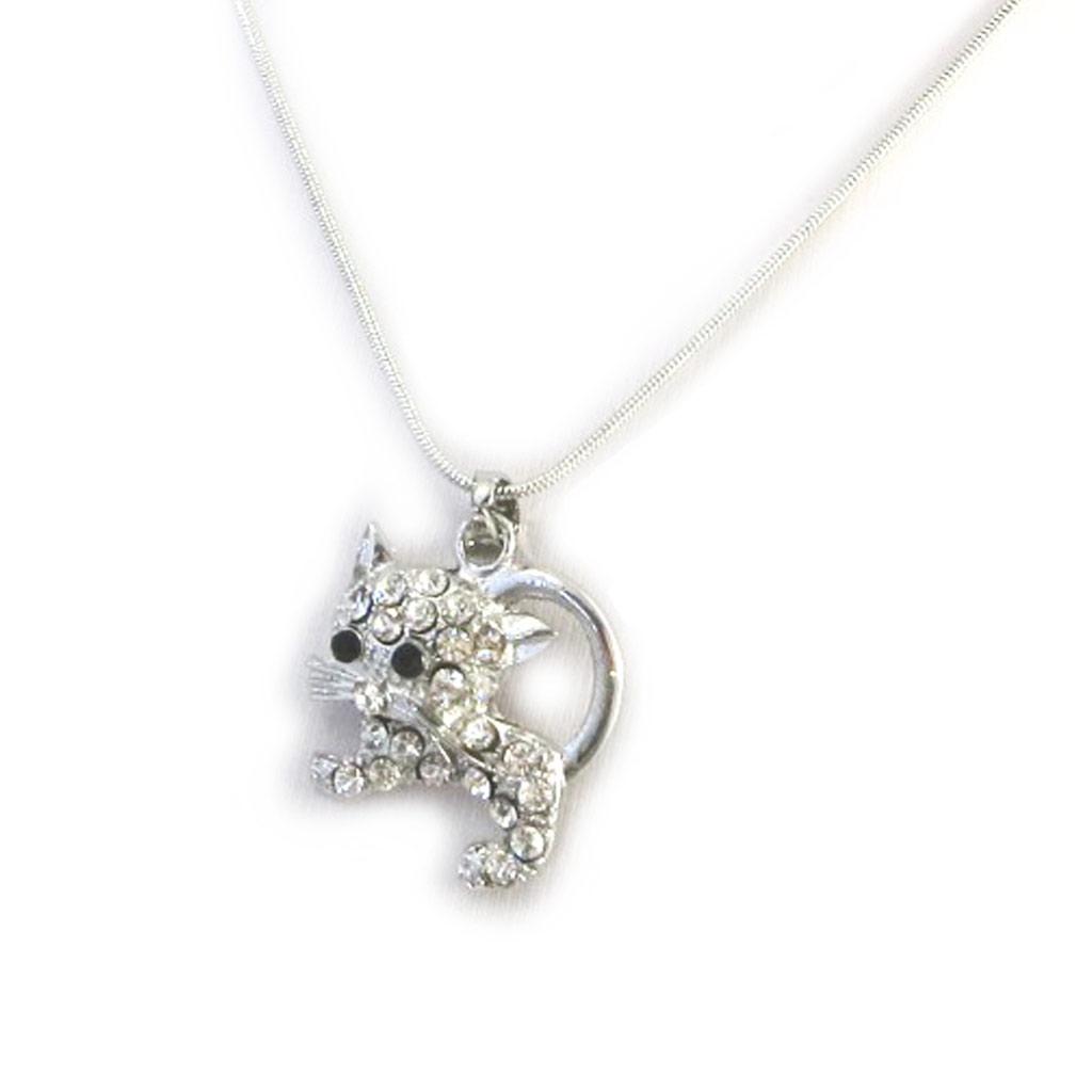 Les Trésors De Lily [N3048] - Silver White 'Cat' Designer Necklace