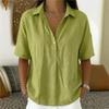 Fashion Casual Loose Shirts Tops Summer Women's Lapel Short-Sleeve Solid Shirt Elegant V Neck Office Holiday Party Shirts