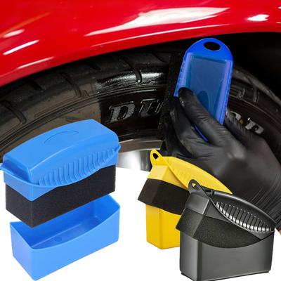 Esponja de polimento de roda de carro, escova com capa, limpeza abs, contorno de pneu, aplicador de curativo, acessórios detalhados