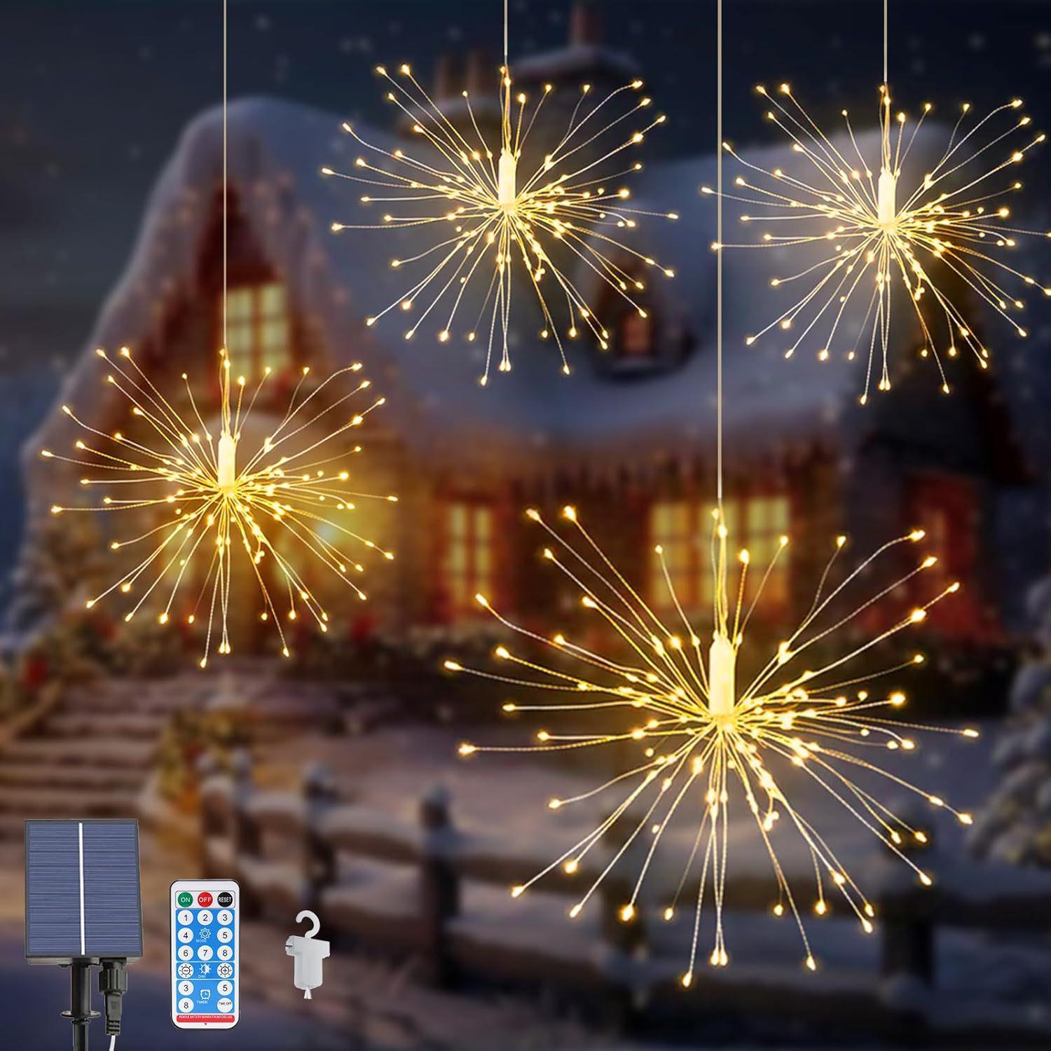 

Уличные Рождественские Светодиодные Фейерверки на Солнечной Батарее - Декоративная Гирлянда из Медной Проволоки для Патио и Сада Multicolor