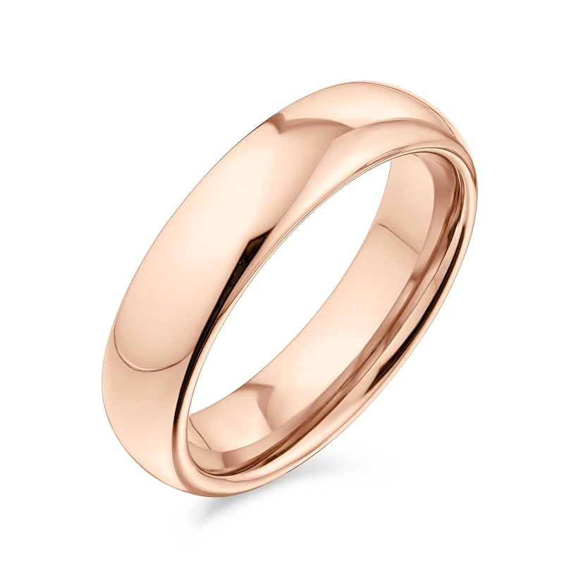 

[Bling Jewelry] Made of titanium pink gold simple dome shape Mirror finish width 5mm comfort fit wedding ring Size 18