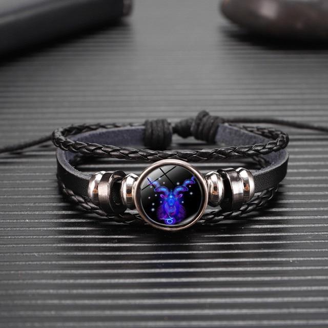 12 Zodiac Signs Constellation Charm Luminous Bracelet Men Women Fashion Multilayer Weave Leather Bracelet & Bangle Birthday Gift