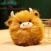 Fluffy Highland Cow Plush Toy - Round, Long-Haired Bison Doll for Kids