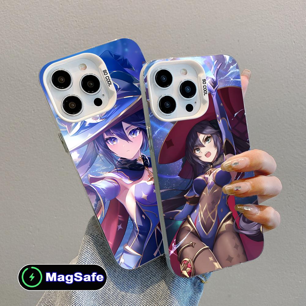 Game GI Mona White Translucent MagSafe Mobile Phone Case for iPhone 17 16 15 14 13 12 11 X XR XS 8 7 Air Pro Max Plus Cover