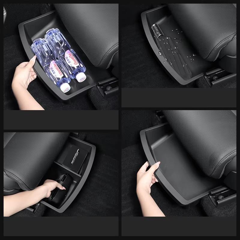 Under Seat Storage Box For Tesla 2026 Model YL 6-Seat TPE Drawer Front Rear Seat Lower Organizer Tray Car Interior Accessories