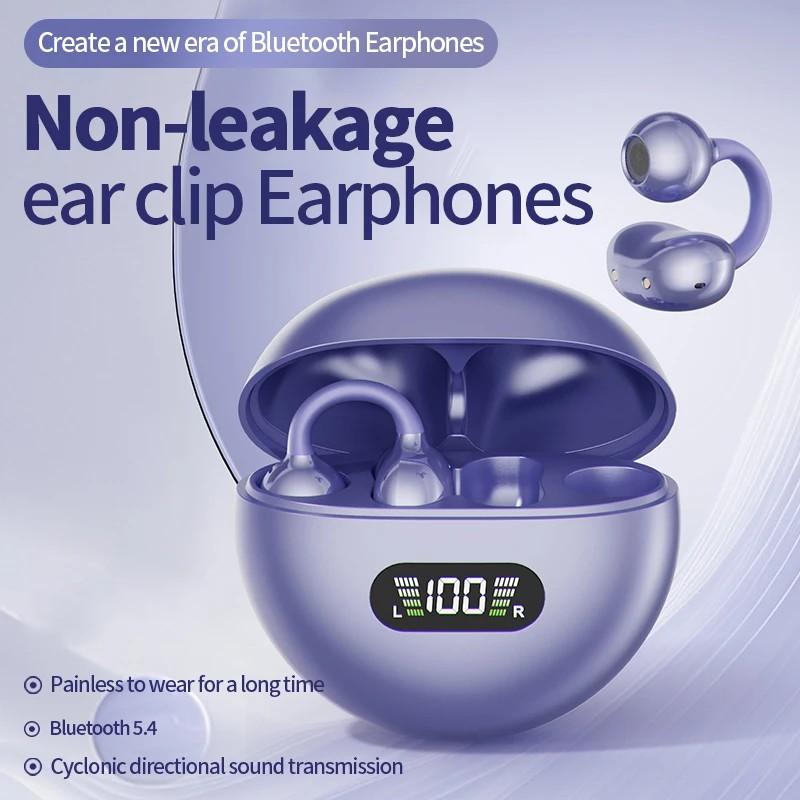 Ear-Clip Painless Wear Wireless Earphones 360° Surround Music Super Bass With HD Microphone Headset Touch Control Low Latency