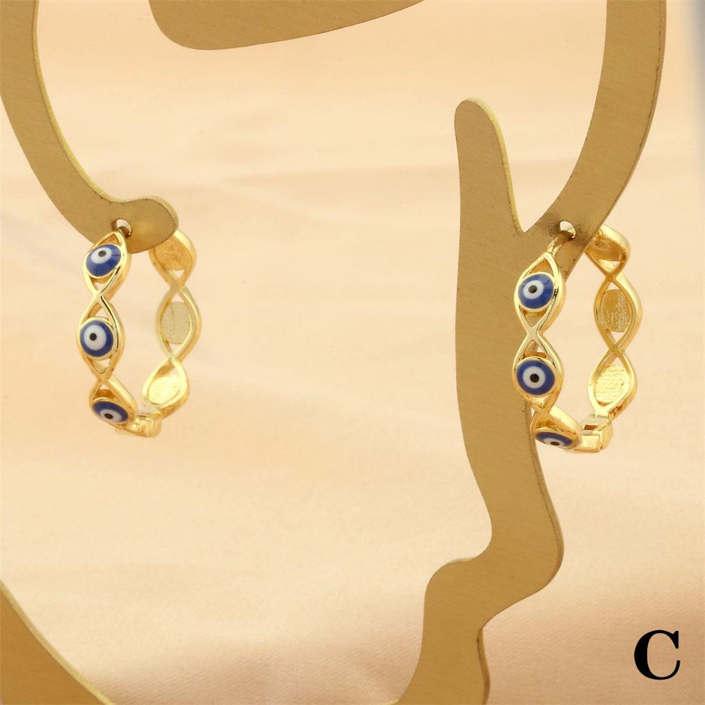 18K Gold-Plated Enamel Devil's Eye Ear Hoops for Women - Fashionable, Color-Retentive Design