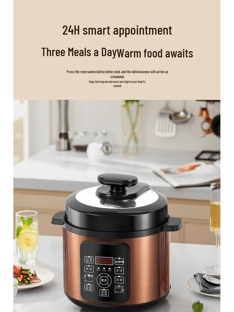 Smart Multifunctional Electric Pressure Cooker with Double Pot, Large Capacity for Stewing Meat, Porridge, and High-Pressure Rice Cooking.