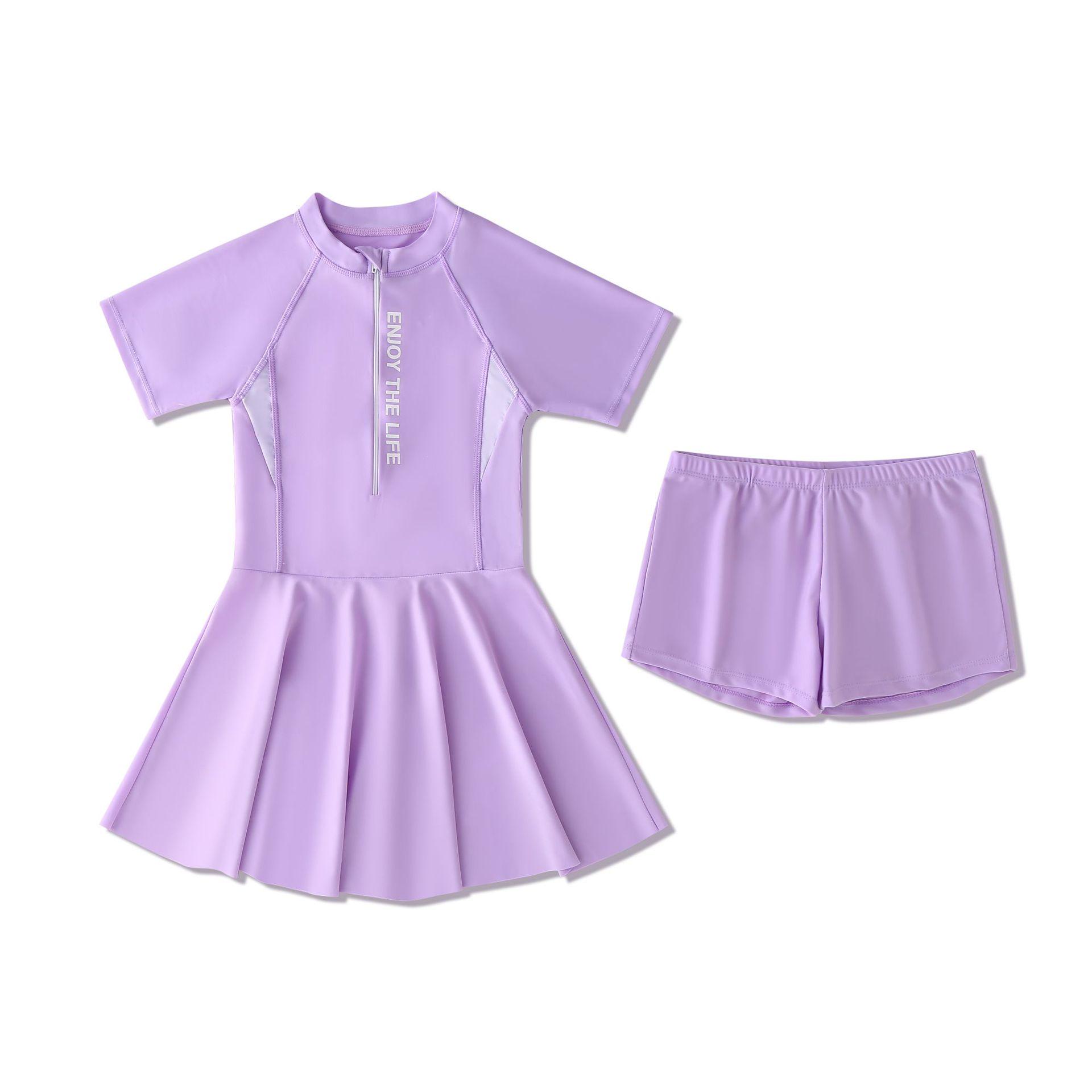 

New Girls One-Piece Swimsuit: Stylish, Conservative Design with Matching Swim Cap and Goggles 5XL with chest pad (70-95 jin)