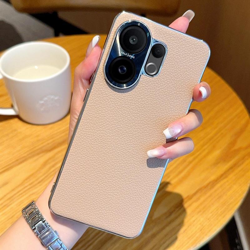 Dotek jako kůže Liči Pokovený Rám Všeobjímající Pouzdro na Objektiv Pro VIVO X200 FE X200 Ultra X200s X200 Pro mini X100 Kryt