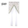 Polyester Sheer Window Dressing Lace Door Curtain, Embroidered Floral Doorway Curtain with Beads, Easy Install Renters Rod Pocket Room Divider