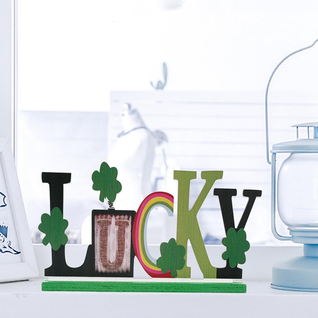 6pcs Wooden Table Sign Set 6 Patterns Lucky Clover Ornament Sincere Wishes For St Patrick Day Decor