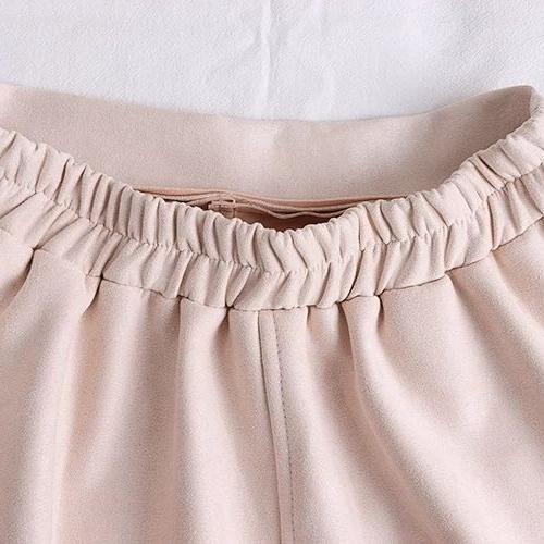 Fustă Retro de Toamnă Iarnă pentru Femei din Piele Suedeză cu Talie Înaltă și Croială Slim Fit Fustă Midi A-Line pentru Femei Fustă Evazată