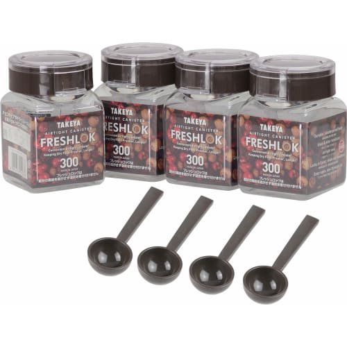 [.co.jp Exclusive] [Official] Takeya Freshlock Storage Containers, Set of 4, Square, 300ml, with Spoon, Airtight, Refrigerator-Safe, Perfect for Prote