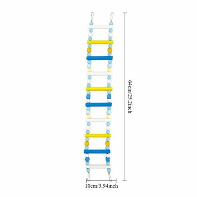 Colorful Wooden Parrot Ladder 8/10/12 Step Ladders Sturdy Bird Climbing Interactive Wear Resistant Bird Perch Stand