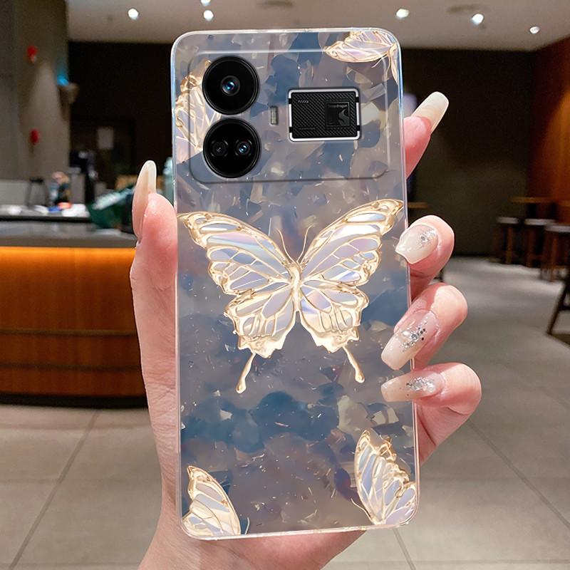 For Realme GT5 GT 5 240w Case Luxury Fashion Butterfly Flowers Clear Soft Silicone TPU Transparent Phone Case Back Cover Capas