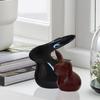 Home Décor Ceramic Rabbit Figurines (Set of 2, Black and Brown)