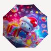 1pc Hello Kitty Christmas Edition Automatic Opening/Closing Umbrella - Portable Three-Fold Design with 8-Bone Iron Frame, Perfect for Festivals, Trave