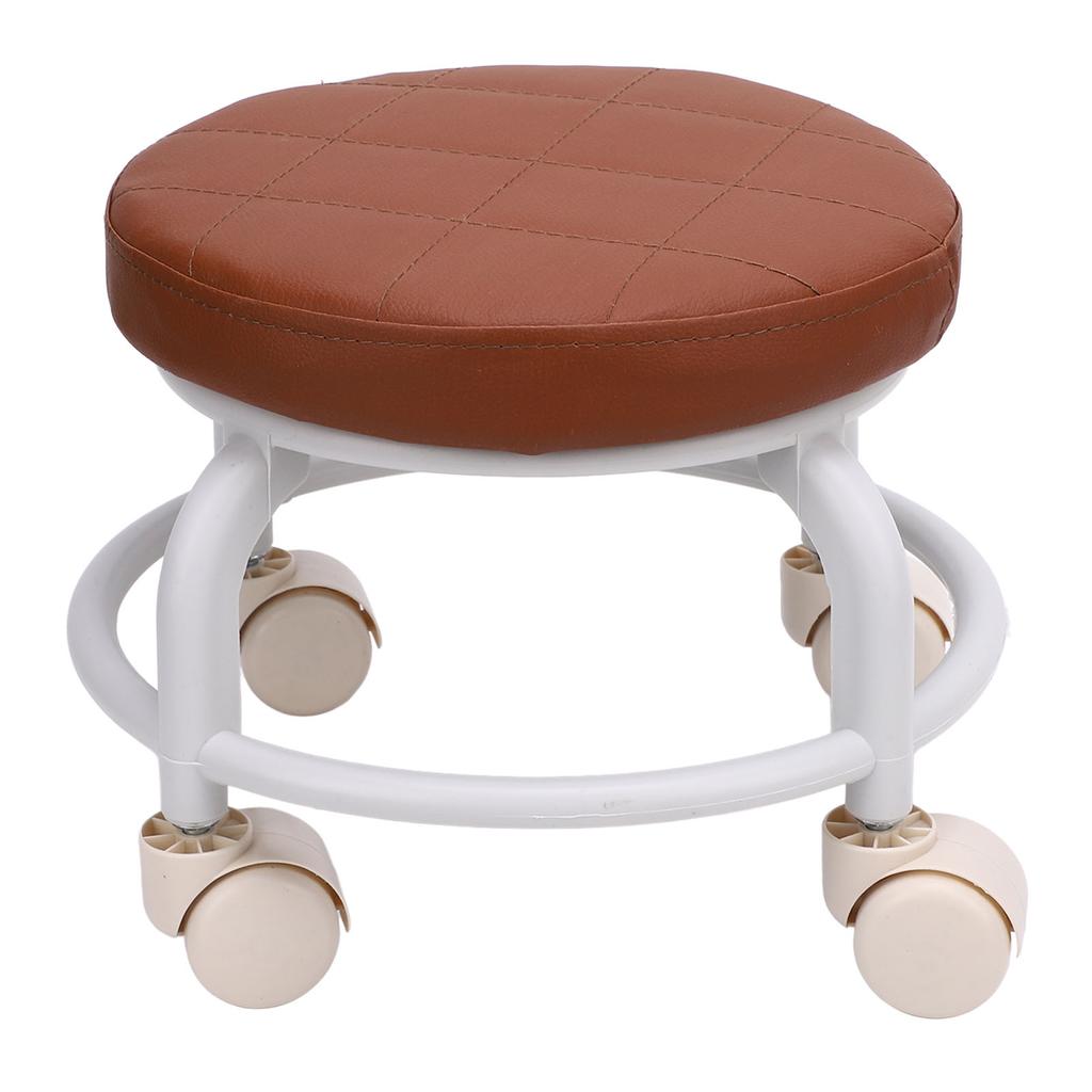 Low Rolling Stool 360 Degree Rotation Water Proof PU Round Mini Low Roller Seat for Home Office